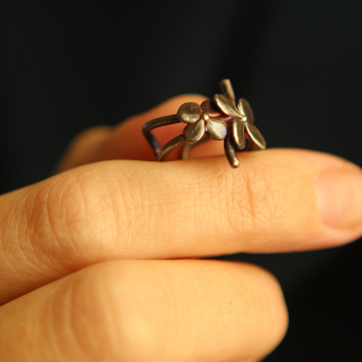 Cuff in silver, Hydrangea, фото 2